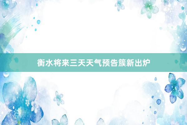 衡水将来三天天气预告簇新出炉